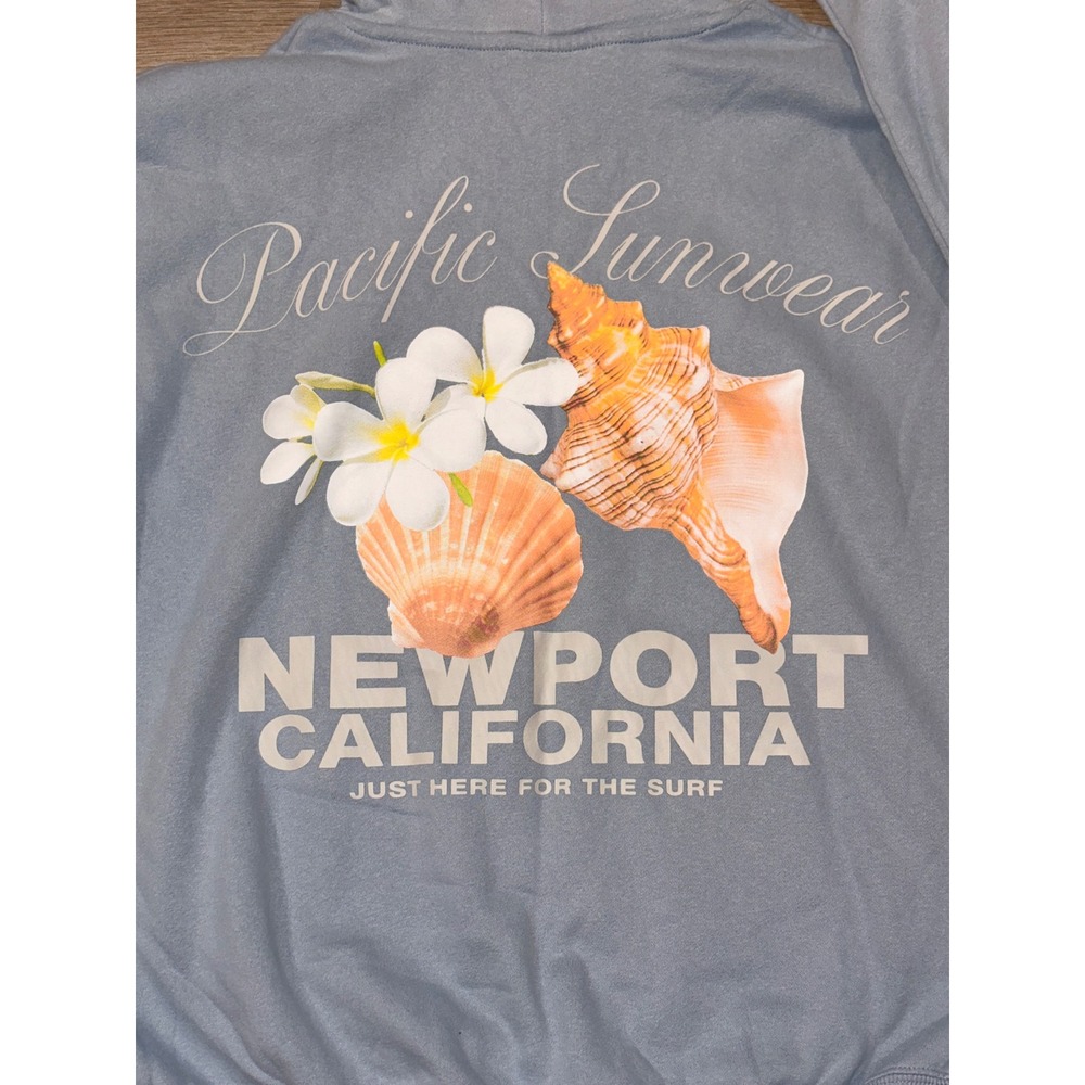 PacSun Kids XL 14/16 Newport California Seashell Oversized Hoodie Light Blue - Picture 8 of 9